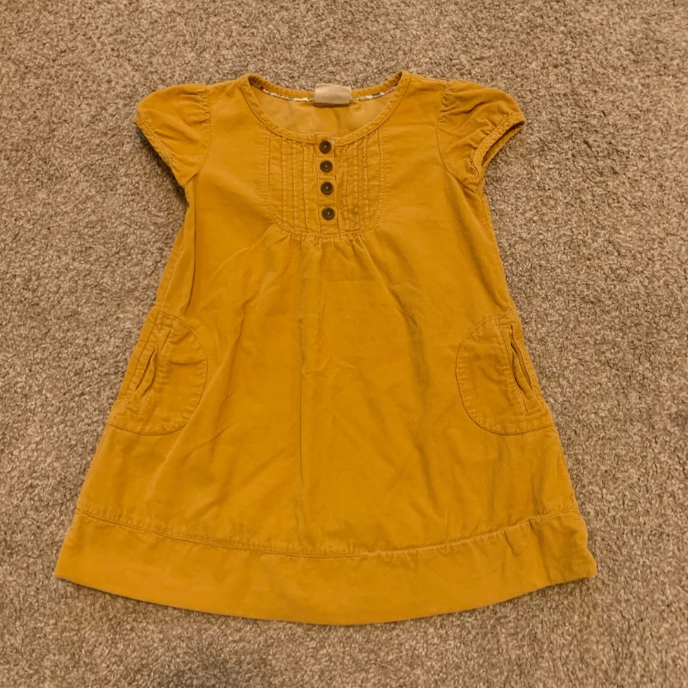 Mini Boden Mustard Yellow Button Up Corduroy Dress